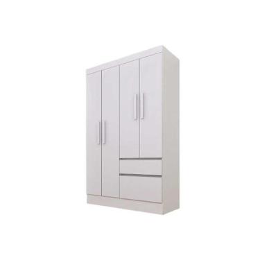 Imagem de Guarda Roupa Solteiro Oregon c/ 4 Portas e 2 Gavetas Branco/Neve - Tci