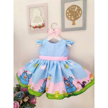 Imagem de Vestido Galinha Pintadinha Azul Infantil Luxo Festa Infantil - Fabulos