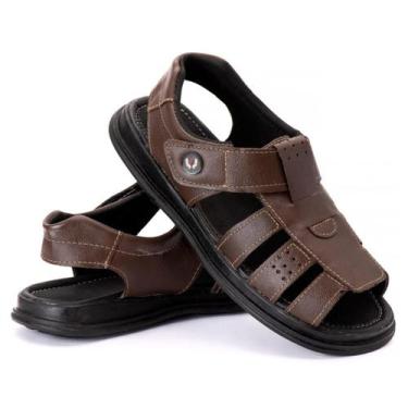 Imagem de Sandália Chinelo Masculino Em Couro Solado Antiderrapante Ideal Para I