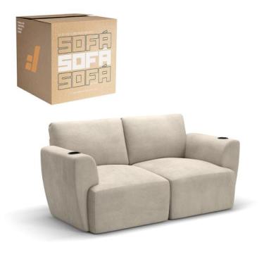 Imagem de Sofá 2 Lugares Sala De Estar em Tecido Bouclé Modular Damie Na Caixa, 