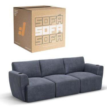 Imagem de Sofá 3 Lugares Sala De Estar em Tecido Suede Modular Damie Na Caixa, A