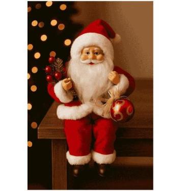 Imagem de Papai Noel 30cm Vermelho Natal Decoração Luxo Sofisticado Mesa Arvore 