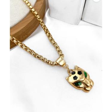 Imagem de Colar  banhado ouro  pedra verde cordão gargantilha