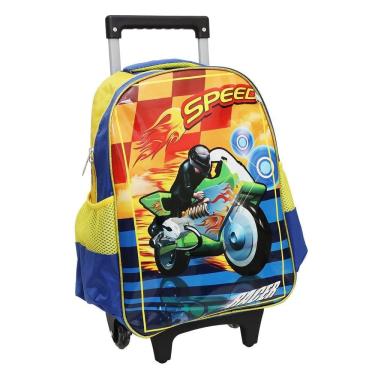 Imagem de Kit Mochila Com Rodinhas E Lancheira + Estojo Moto Racer