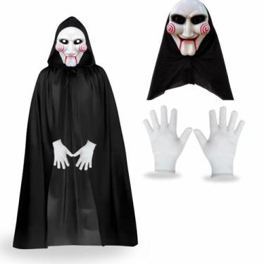 Imagem de Fantasia Jogos Mortais Jig Saw Halloween Carnaval (Máscara, Capa, Luva