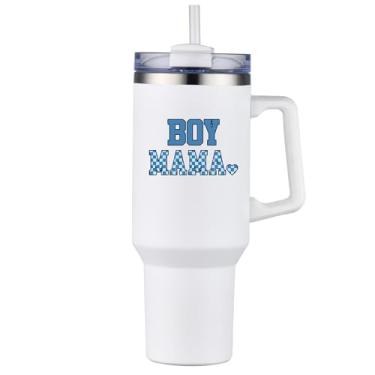 Imagem de Presente para mamãe: Presentes para novas mães - Copo de 1,134 g com alça e canudo - Caneca de café de viagem, presentes de bônus para mãe nova - copos isolados, copo de café com tampa e canudo -