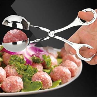 Imagem de Máquina de almôndegas de aço inoxidável tamanho grande bolas de carne recheadas antiaderentes bola de peixe bola de arroz molde ferramenta de cozinha, 17 cm x 4,8 cm