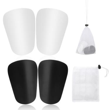 Imagem de 2 pares de mini caneleiras de futebol, 10 x 6 cm, caneleiras pequenas de futebol, protetor de canela em miniatura com bolsa de malha, equipamento de proteção esportiva leve para jovens adultos (preto