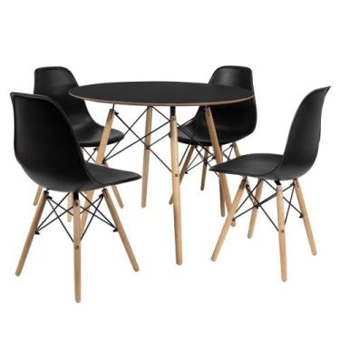 Imagem de Conjunto Eames Mesa Redonda Chanfrada 90cm + 4 Cadeiras DSW - La Mobil