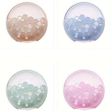 Imagem de 2 peças caixa de sabão simples para dreno de parede saboneteira caixa de armazenamento de joias cozinha banheiro essencial (azul)