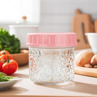 Imagem de 1 peça de tampas de plástico à prova de vazamento de boca larga: tampas de conserva reutilizáveis com anéis compatíveis com bola, Kerr e muito mais (rosa)