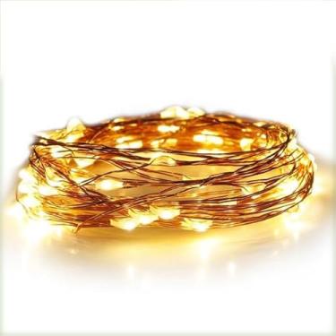 Imagem de 1 Pcs 2 Metros Fio Fada Cordão Luz Leds Díodo Emissor De Luz Reutilizável Segurança Leds Decoração(Branco quente-1 Pc)