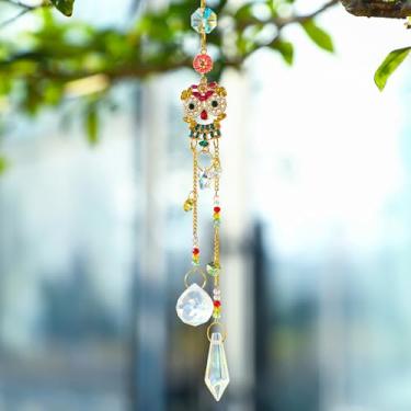 Imagem de Prismas de caveira de cristal feitos à mão, enfeite para pendurar na janela de vidro, decoração de strass arco-íris para jardim doméstico