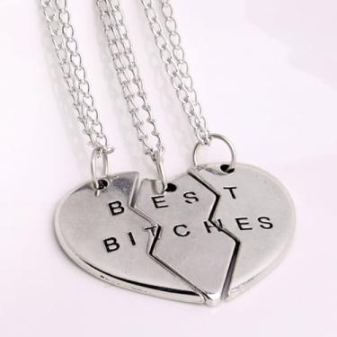 Imagem de Colares engraçados de amizade combinando com coração de amigo para mulheres, presentes de aniversário de Natal para amigas, melhores amigas, One Size, Aço inoxidável, Sem Pedra Preciosa