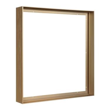 Imagem de FOLKOR Moldura flutuante de tela para pinturas a óleo de 28 x 35 cm, molduras flutuantes de metal DIY com 3,8 cm de profundidade para arte de parede rústica de meados do século, estampas florais de