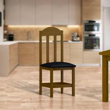 Imagem de Kit Com 2 Cadeiras De Jantar Madeira Maciça Safira Imbuia Com Estofado Corano Preto Imbuia C/estofado Corano Preto