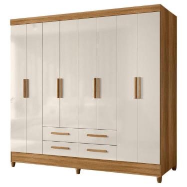 Imagem de Guarda Roupas Casal 8 Portas 4 Gavetas Montana Madeirado/off White