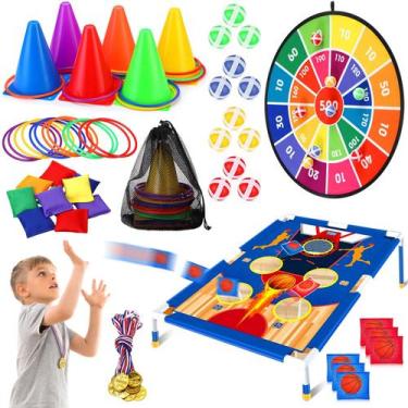 Imagem de Conjunto de jogos Toss Hungdao 61 peças Dart Ring Cornhole Basketball