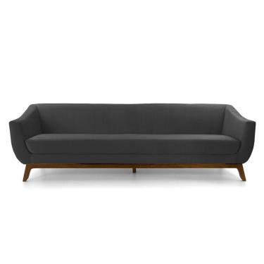 Imagem de Sofá 3 Lugares Odeon D07 230cm Base Madeira Veludo Cinza - D'rossi