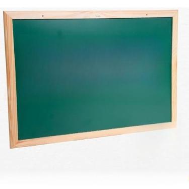 Imagem de Lousa quadro escolar 90x70cm com porta giz apagador e giz(Lousa Verde 90x70)