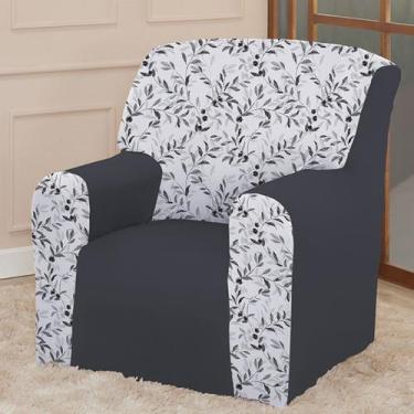 Imagem de Capa para Poltrona Coladinha Mista Floral Estampada Decoração Sala Qua