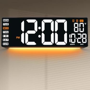 Imagem de Relógio de parede digital grande de 42 cm: relógio de decoração de parede grande para sala de aula, dormitório, escritório, jogos, sala de estar, presentes de aquecimento de casa, presente de