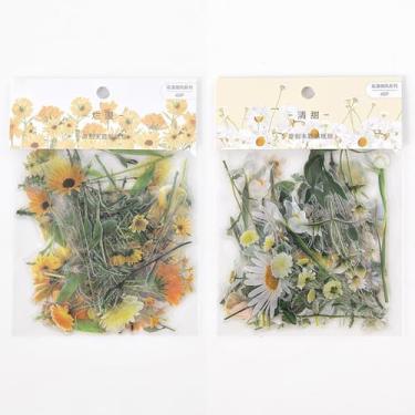 Imagem de 80 peças de adesivos de flores naturais, decalques de flores transparentes autoadesivos para suprimentos de scrapbook, adesivos florais à prova d'água para fazer cartões, cartas, decoração de diários