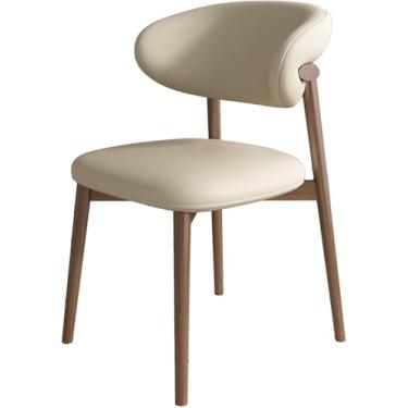 Imagem de Cadeira De Jantar De Couro Pu à Prova D'água Com Pernas De Madeira, Cadeira De Lounge Sem Braços Estilo De Meados Do Século Para Cozinha, Restaurante, Sala De Estar, Uso No Quarto, B, One Size