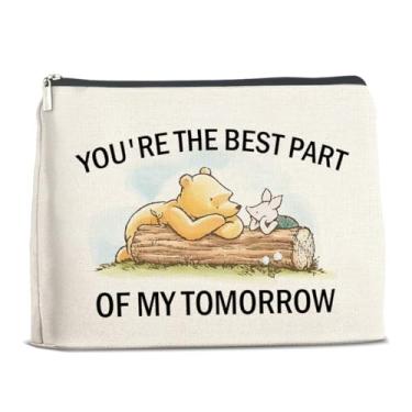 Imagem de LyoGao Bolsa de maquiagem de ursinho Pooh para mulheres, amigas, presente de amizade, melhor amiga, bolsa cosmética