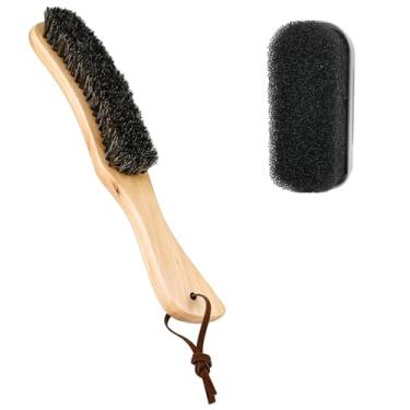 Imagem de 2 peças de escova de feltro, limpador de chapéu de feltro com escova de crina de cavalo e escova de esponja, limpador de chapéu de cowboy remove facilmente poeira e fiapos para sapatos, chapéus e