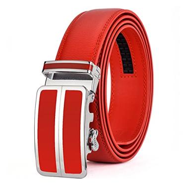 Imagem de Cinto Masculino, Cintos De Couro Genuíno Para Homens Cintos Masculinos Cinto De Cintura Preto Azul Vermelho Marrom Claro Formal, Red, Length 125cm