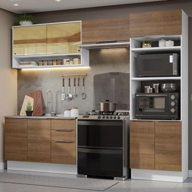 Imagem de Armário De Cozinha Completa 270cm Branco/rustic Stella Madesa 07 Branco/rustic