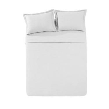 Imagem de Jogo de Cama King Döhler Atlântis 100% Algodão 180 Fios 4 Peças, Branc