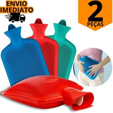 Imagem de Kit 2 Bolsa Térmica Compressa Grande 1,5lt Agua Quente Fria Com Tampa 