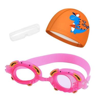 Imagem de Kit touca e óculos de natação infantil piscina com desenhos divertidos
