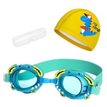 Imagem de Kit touca e óculos de natação infantil piscina com desenhos divertidos