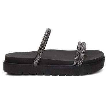 Imagem de Papete Chinelo 2 Tiras Brilhantes Sandália Casual Strass Modinha Blogu