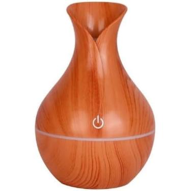 Imagem de Umidificador de Ar Ultrassônico Estilo Madeira 14,5cm – Difusor Aromaterapia Silencioso, Purificador de Ambiente com Luz LED e Aromas Relaxantes para Casa e Quarto