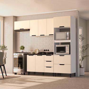 Imagem de Cozinha Modulada 4 Peças sem Tampo Maeena Politorno - Branco/Creme