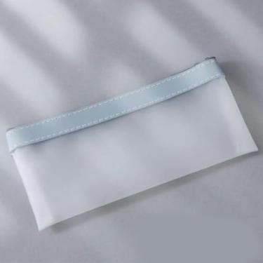 Imagem de Estojo de lápis de grande capacidade transparente com zíper organizador de artigos de papelaria para exames de papelaria