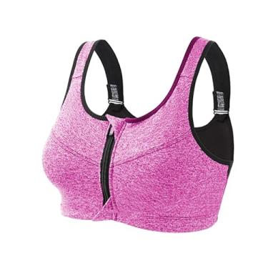 Imagem de Sutiã Espovo Feminino Zip Frontal-Wicking À Prova de Choque Ajustável Acolchoado Colheita-Top Tank-Top Roupa Interior Yoga Treino Fitness Correndo
