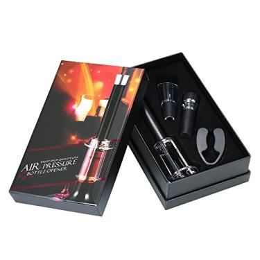 Imagem de Kiboule 4 pçs/conjunto abridor de garrafa de vinho abridor de garrafa de vinho de pressão de ar 4 peças conjunto de presente com removedor de saca-rolhas e cortador de folha e derramador e rolha de vinho