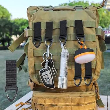 Imagem de Corrente tática para chaveiro, mosquetão com clipe de pressão, chaveiro multifuncional, suporte de cinto, 4 peças, gancho de engrenagem para caminhadas, acampamento, esportes ao ar livre, acessórios