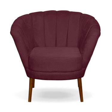 Imagem de Poltrona Cadeira Pétala Flor Decorativa Suede Bordô