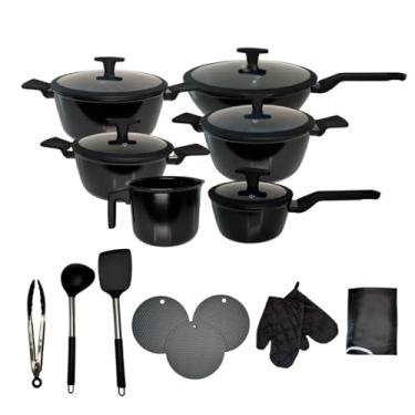 Imagem de Jogo De Panela Cerâmica Premium 20 Peças - Antiaderente Preto