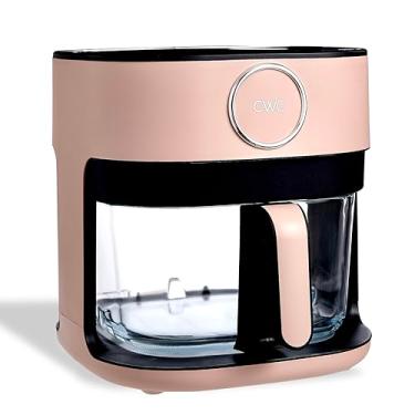 Imagem de Fritadeira a ar de 1400 W com cesta de vidro, 8 predefinições, lavável na lava-louças, temporizador de 60 minutos, controle de temperatura ajustável de 73 °C a 232 °C, blush