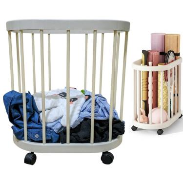 Imagem de Cesto Organizador Rodinhas Multiuso Carrinho Banheiro Cozinha Casa Salao LavanderiaPorta Objetos Roupa Organizaçao