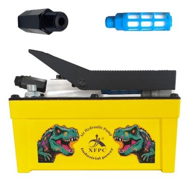 Imagem de Bomba hidráulica de ar 0,45 Gal 10.000 PSI Reservatório NPT 3/20.3 cm Saída de óleo, NPT 1/10.2 cm de entrada, bomba de pé hidráulica a ar feita de alumínio, amarelo