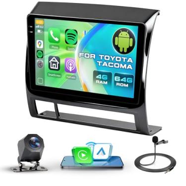 Imagem de Estéreo automotivo 4G + 64G para Toyota Tacoma 2005-2015 com Carplay sem fio e Android Auto, Driauto tela sensível ao toque de 23 cm, rádio Android para Toyota Tacoma com Bluetooth Mirror, Wi-Fi, GPS