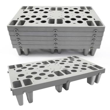 Imagem de Paletes de plástico, 6 peças de paletes de polietileno aninháveis leves e cinzas, paletes de piso à prova de umidade, mini paletes de plástico emendáveis para armazenamento de porão garagens de